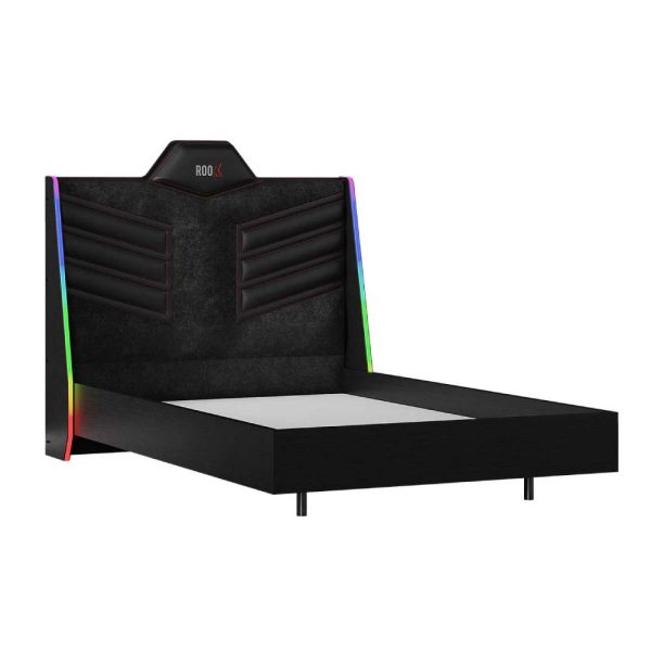 ROOX 120X200 BED FRAME &HB WITH LED LIGHT U BLACK