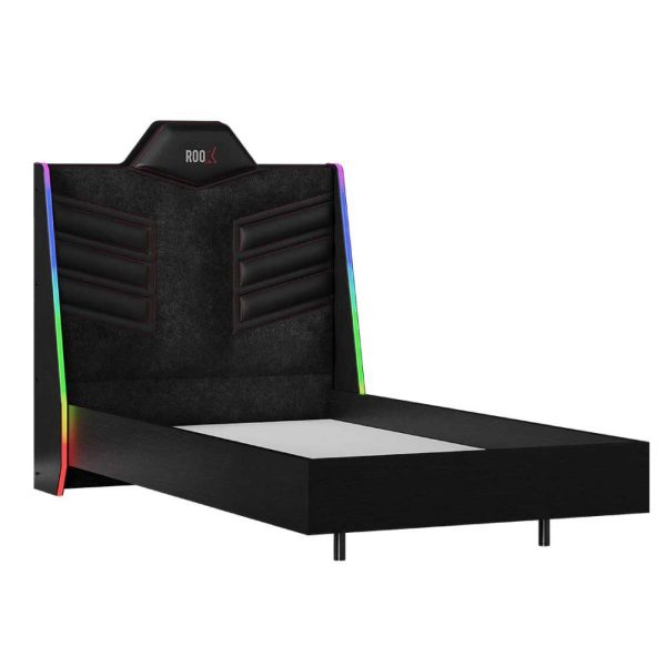 ROOX BED FRAME &HB WITH LED LIGHT U BLACK